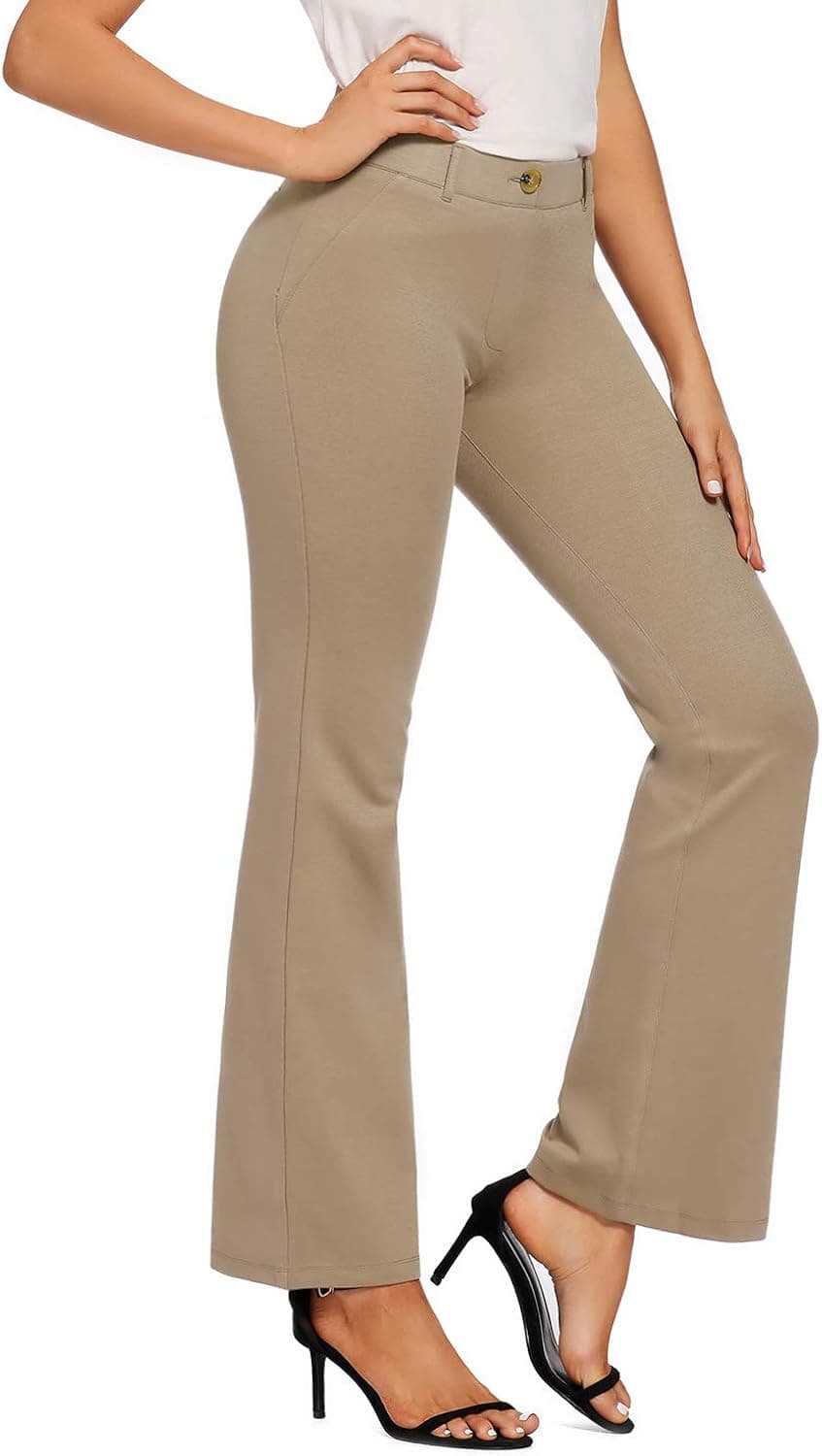 FIRST WAY Women's Dress Pants Stretch Bootcut Career Work Pants for Office Business 28''/30''/32''/34'' Inseam
