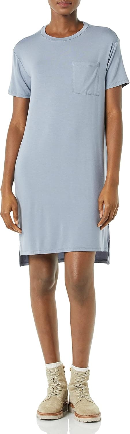 Amazon Essentials Women's Jersey Oversized-Fit Short-Sleeve Pocket T-Shirt Dress (Previously Daily Ritual)