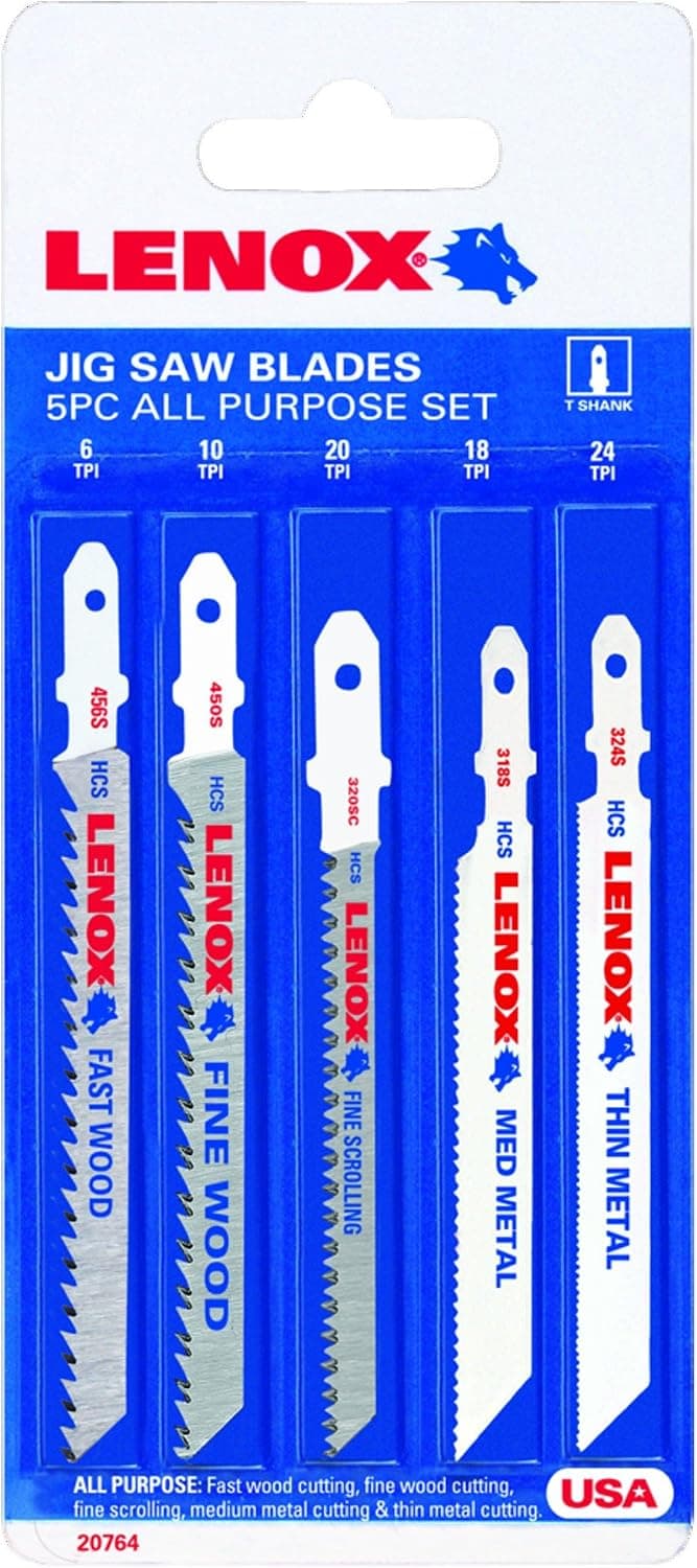 Lenox 20764C543SA Bi-Metal Jig Saw Blade Kit with T-Shank, 5-Piece