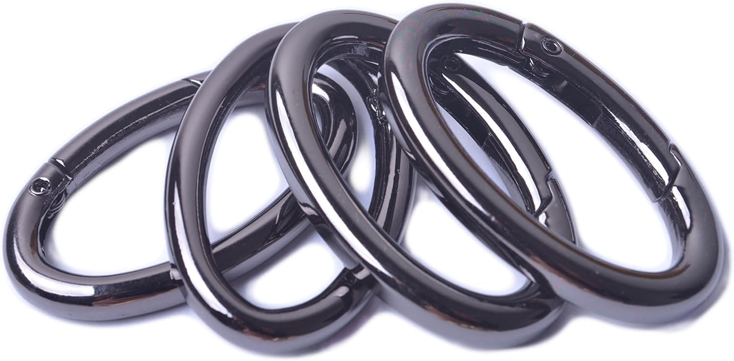 Bobeey 4pcs 53x22mm Spring Oval Rings,Black Gun Oval Carabiner Snap Clip Trigger Spring Keyring Buckle,Oval Ring for Bags,Purses BBC8 (Black Gun) …