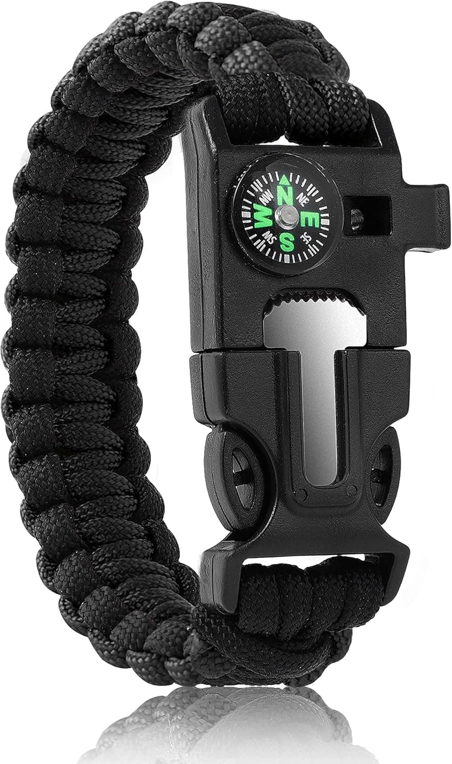 Oadnfa Bracelets,Survival Bracelets for Men Paracord Tactical 5-in-1 Camping Gear Kits,with 12-ft Detachable Parachute Rope,Fire Starter,Embedded Compass,Whistle&Emergency Multitools