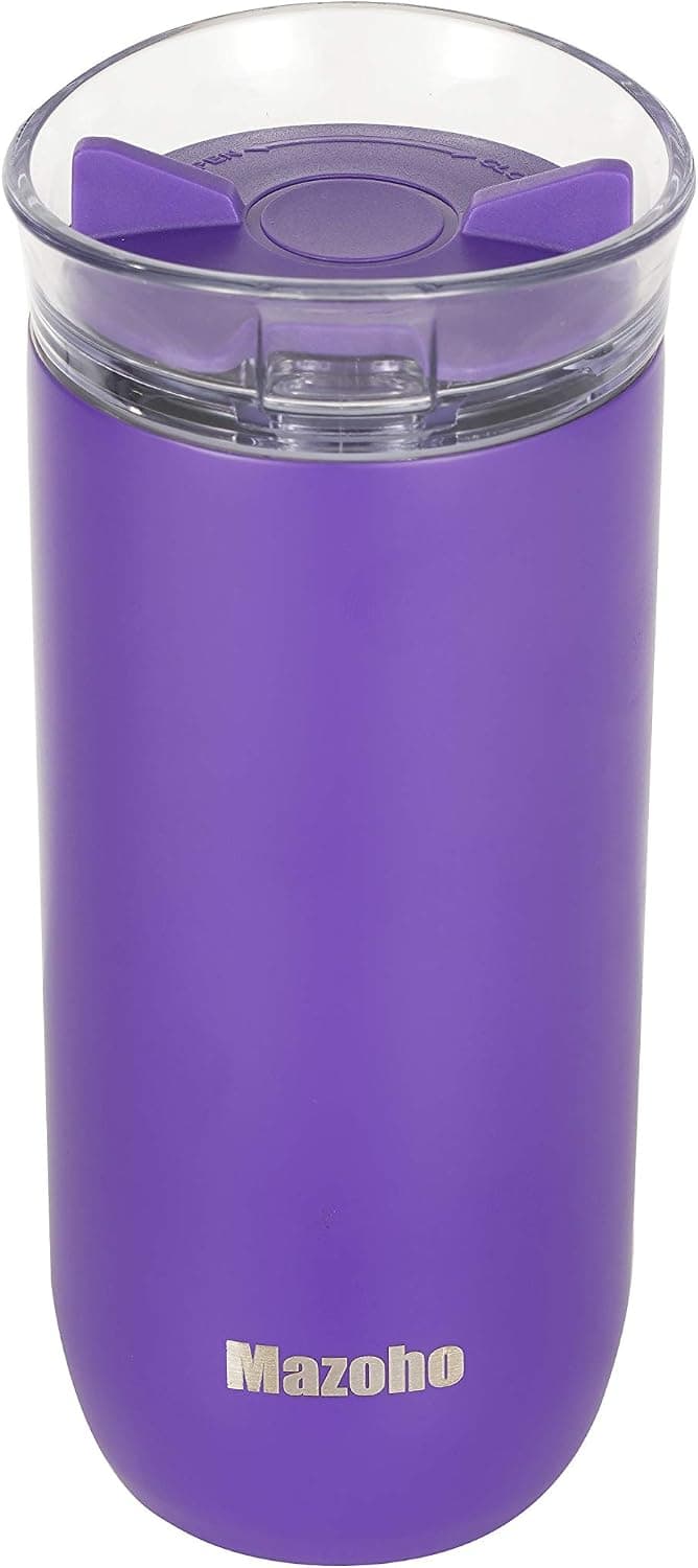 Mazoho 17 oz Stainless Steel Tumbler with lid,Durable Double wall Vacuum Insulated tumbler cup,travel coffee mug With Splash Proof Sliding Lid,Thermal Cup Keep Cold & Hot Drinks