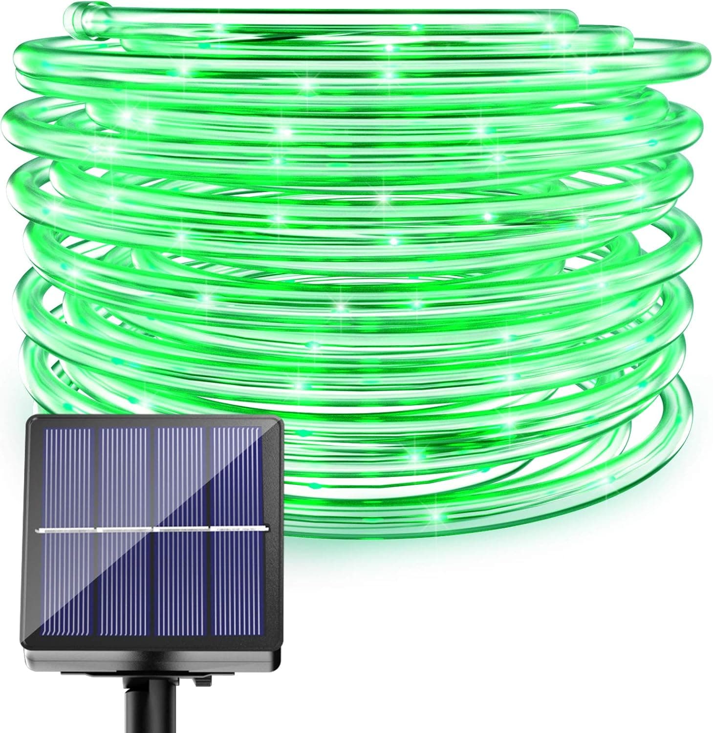KerKoor Solar Outdoor Rope Lights Green - 100 LED 33FT 8 Modes Solar String Lights Outdoor Fairy Lights for Holiday Festival Garden Fence Yard Party Wedding Outdoor Decorations