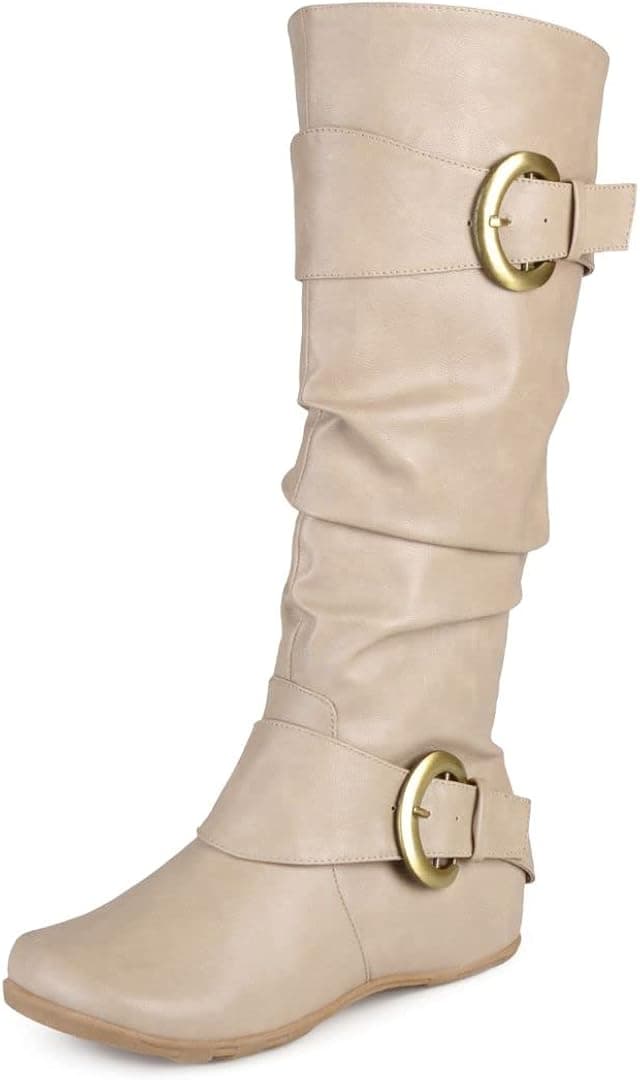 Journee Collection Women's Paris Mid Calf Riding Boots with Hidden Wedge Heel