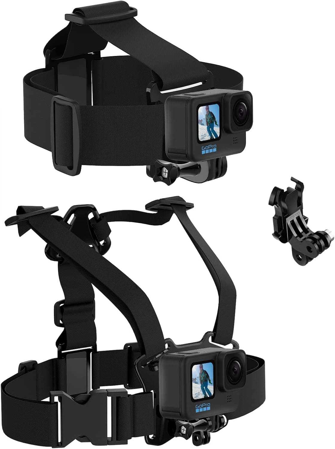 TELESIN Chest Mount Harness & Head Mount Strap Chesty Kit for GoPro Hero 11 10 9 8 Max Go Pro Hero 7 6 5 3 4 Session Black Silver Fusion DJI Osmo AKASO Accessories Kit for Action Cameras