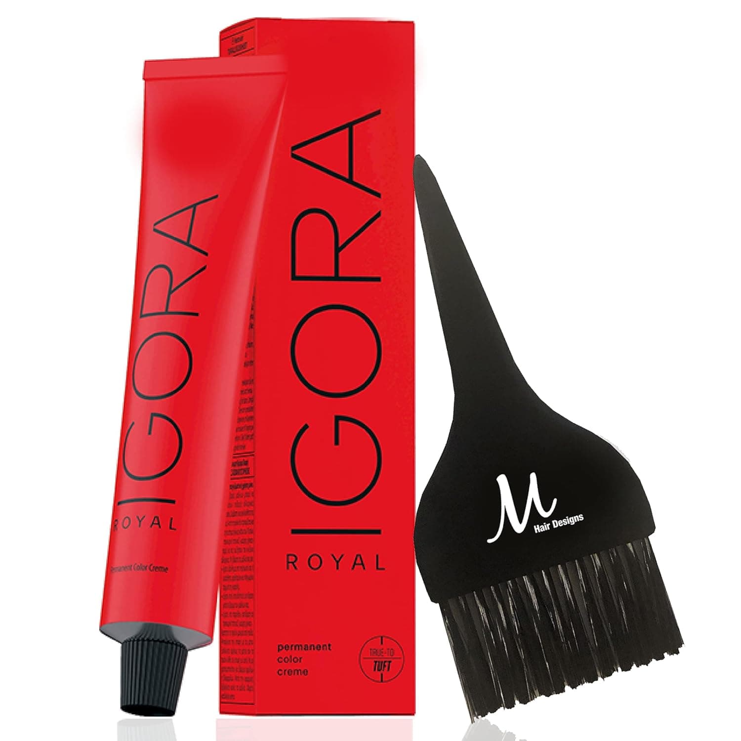 Schwarzkopf Igora Royal 8-77 Light Blonde Copper Extra Permanent Hair Color and M Hair Designs Tint Brush (Bundle 2 items)