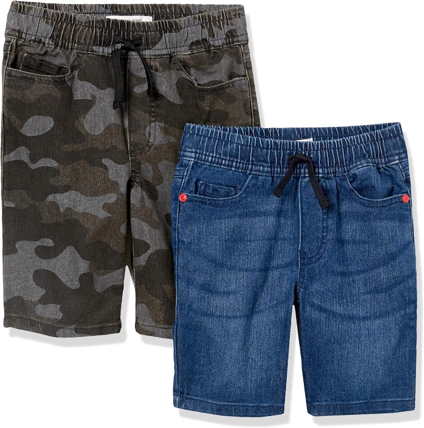 Amazon Essentials Boys' Stretch Denim Shorts (Previously Spotted Zebra), Pack of 2