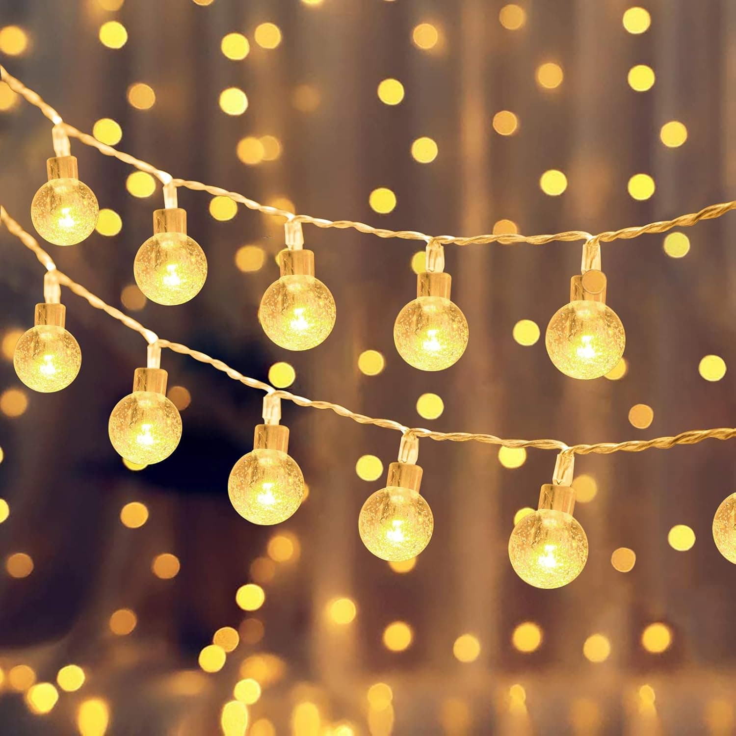 Globe String Lights Battery Operated Outdoor Lights with Remote Timer 20FT 40 LED Fairy Lights Indoor Outdoor Waterproof Hanging Lights for Patio Gazebo Balcony Garden Bedroom Christmas Décor Yummuely