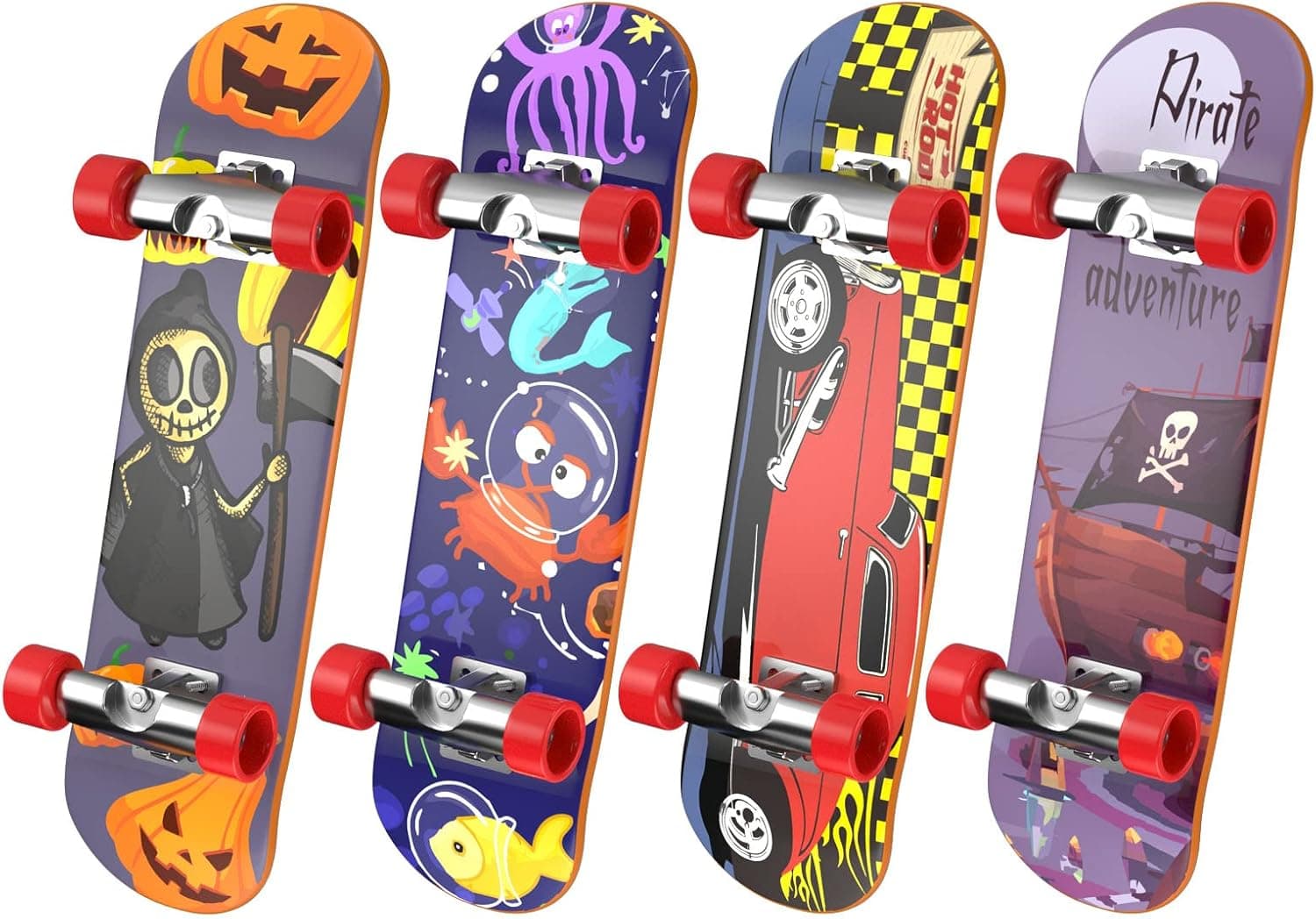 TIME4DEALS 4 PCS Finger Toys Professional Finger Boards Mini Skateboard Fingerboards for Creative Fingertips Movement, Skateboard Educational Toys Party Favors Novelty Toys for Kids Boys Girls Gifts