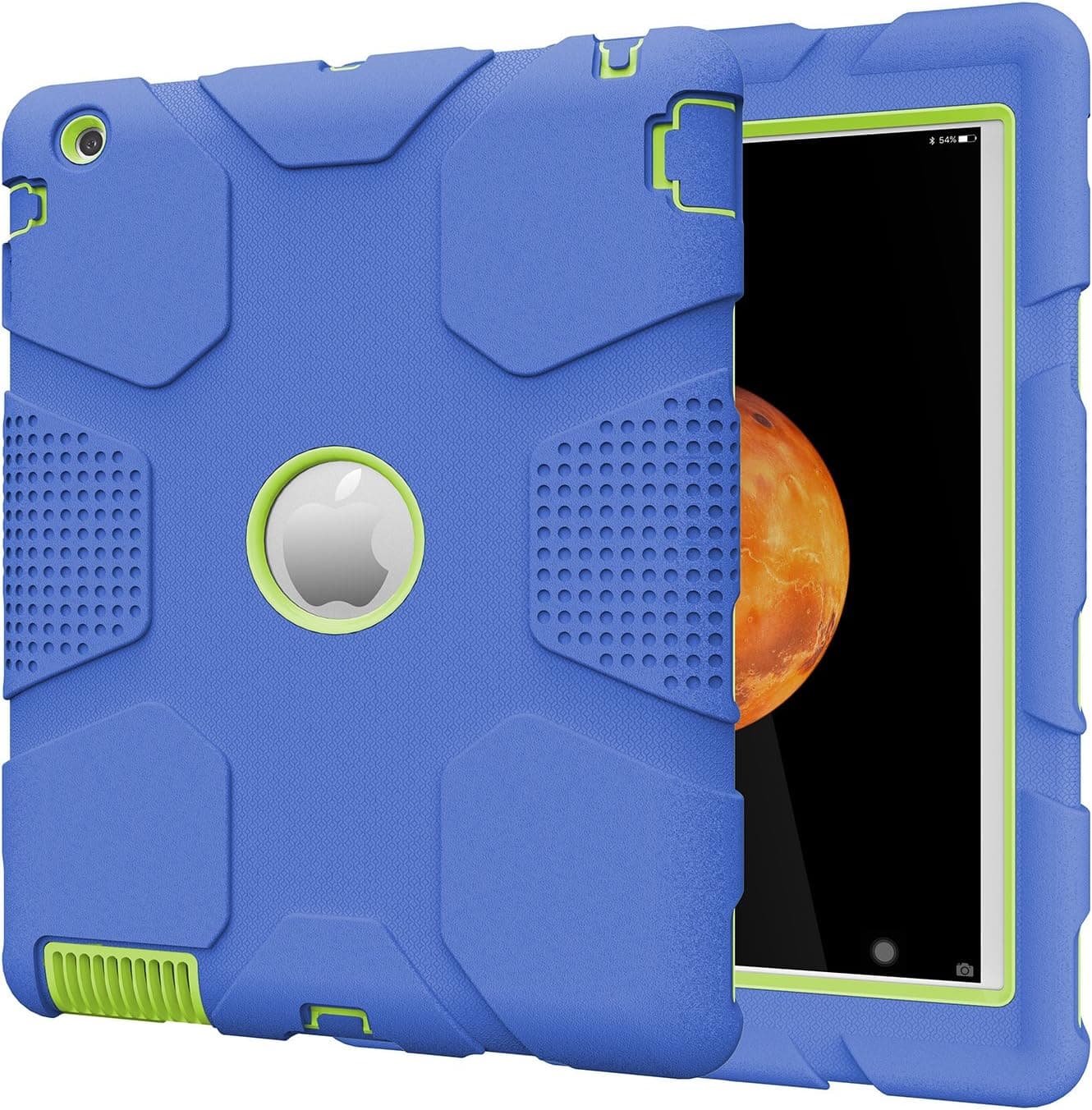 Hocase iPad 2/3/4 Case, Heavy Duty Shockproof Protection Hard Plastic+Rugged Silicone Rubber Bumper Dual Layer Protective Case for Apple 9.7-inch iPad 2nd/3rd/4th Generation - Navy Blue/Lime Green
