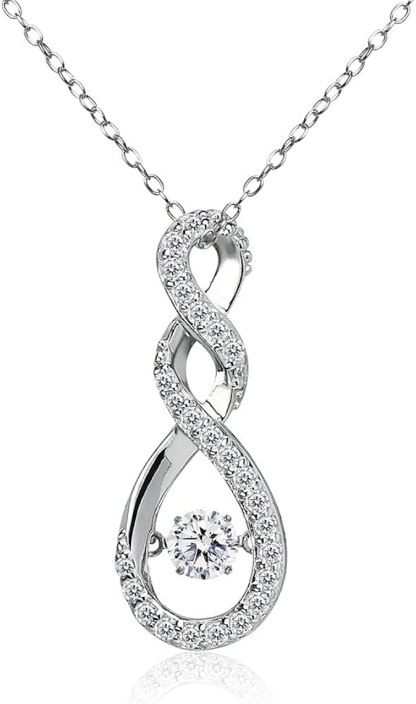 Sterling Silver Dancing Infinity Twist Necklace Made with AAA Cubic Zirconia