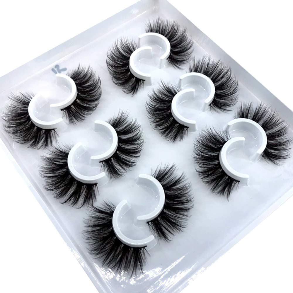 HBZGTLAD 5pairs/6 Pairs Fluffy False Eyelashes Natural Faux Mink Strip 3D Lashes Pack (MDF-15)