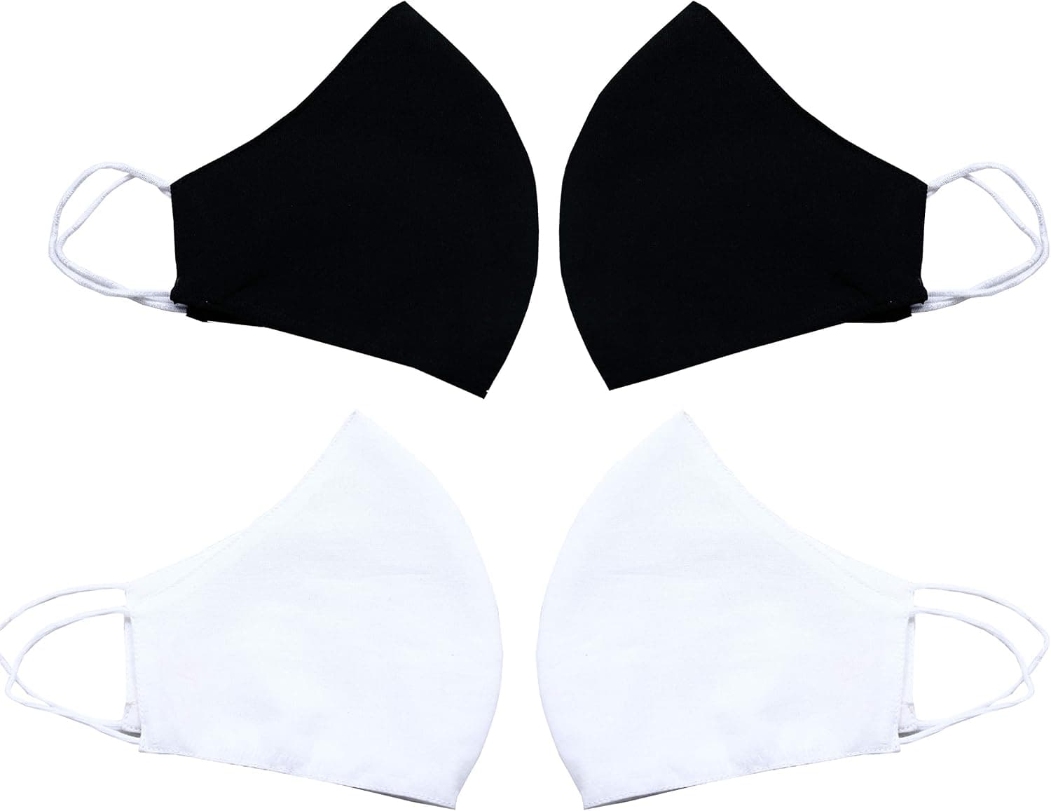 4 Pack Designer 100% Cotton Daily Face Mask Washable Reusable Smooth and Comfortable Fabric For Dust Protection Black and White