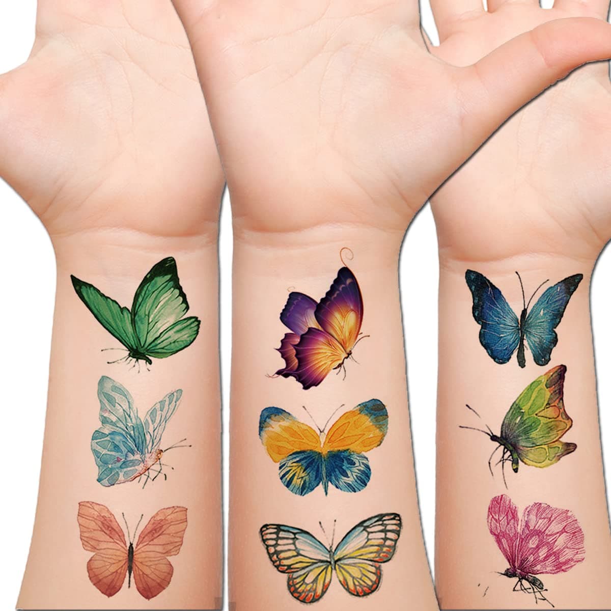Hohamn Butterfly Temporary Tattoos for Women Gilrs- 100 Styles Colorful Art Tattoos for Women Girls Butterfly Party Favors, Baby Shower