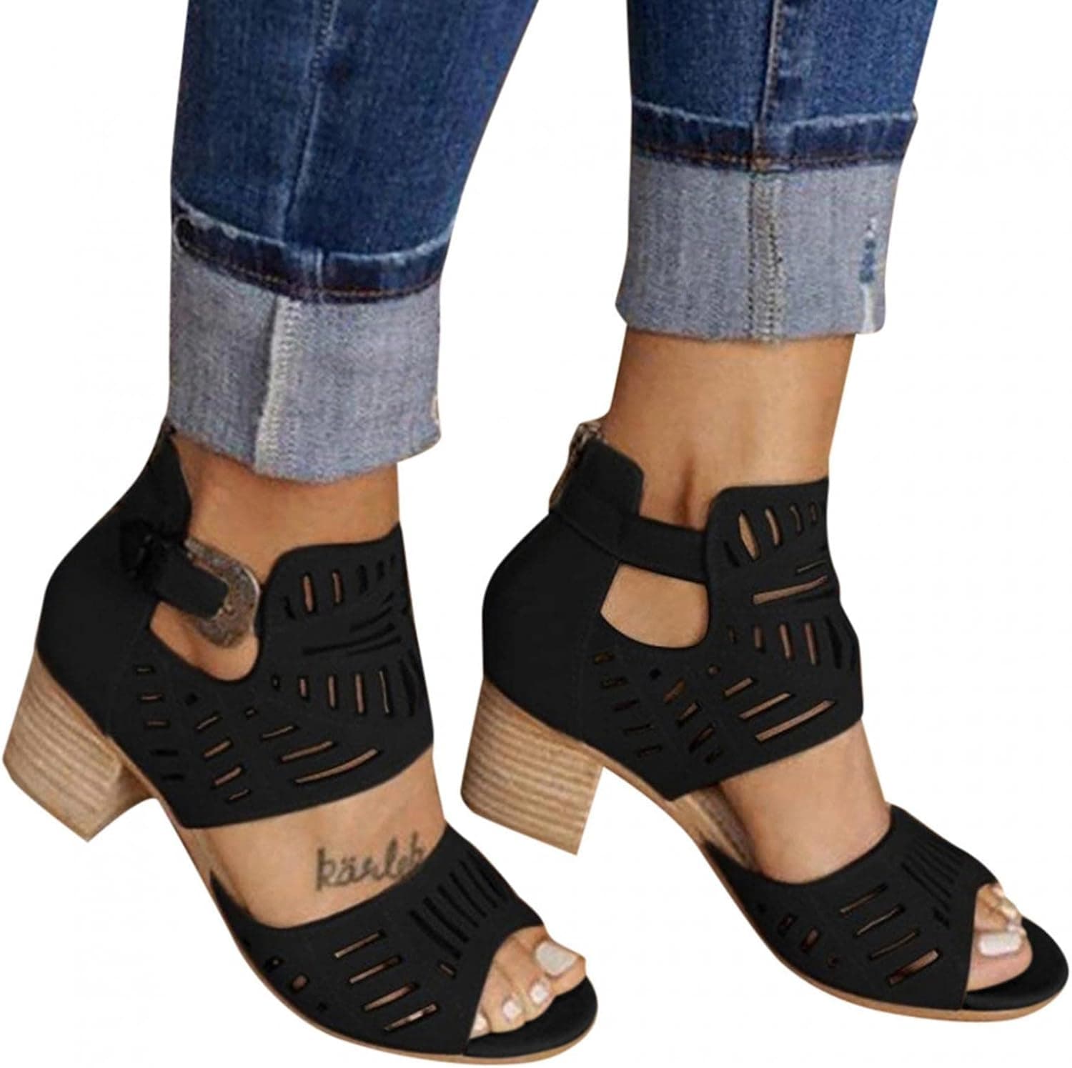 BIFUTON women's sandals,Women's Wedge Sandal Summer Cross Ankle Strap Open Toe High Heel Platform Sandals Outdoor Leisure Espadrilles Walking Shoes