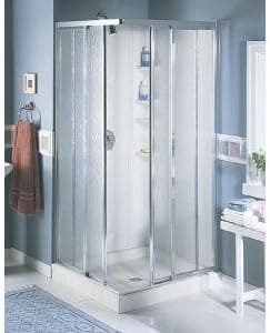 Sterling Plumbing CI2900A-32S/W Economy 32-Inch x 32-Inch x 72-Inch Corner Shower Kit with Shower Door, White/Silver