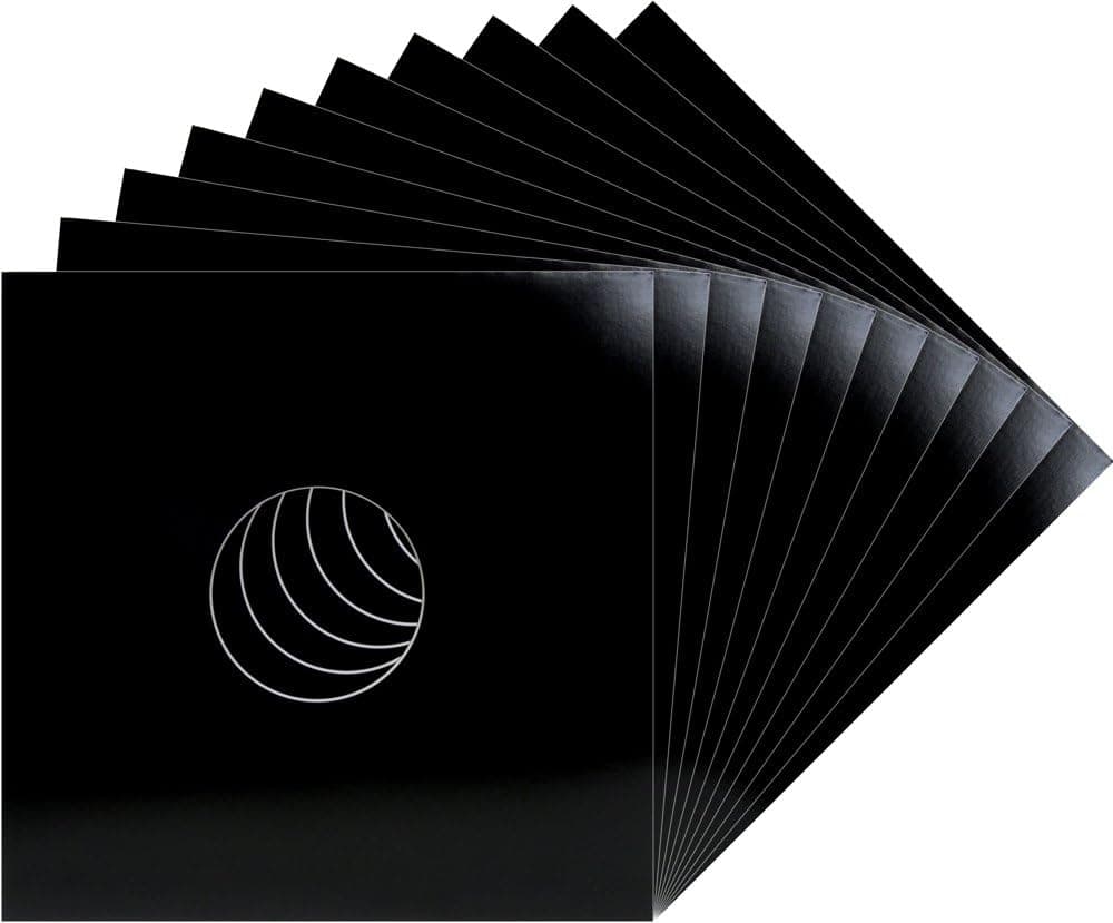 (10) 12" Record Jackets - Black (Glossy Finish) - with Hole - #12JWBKHH - Protect Against Dust and Wear!