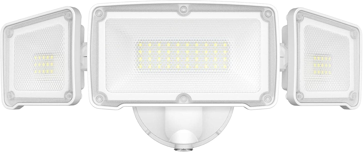 GLORIOUS-LITE 35W LED Dusk to Dawn Security Lights, 3500LM Exterior Flood Lights, IP65 Waterproof Outdoor 3 Adjustable Heads Photocell Lights Fixture, 5500K Daylight White Floodlights for Patio, Yard