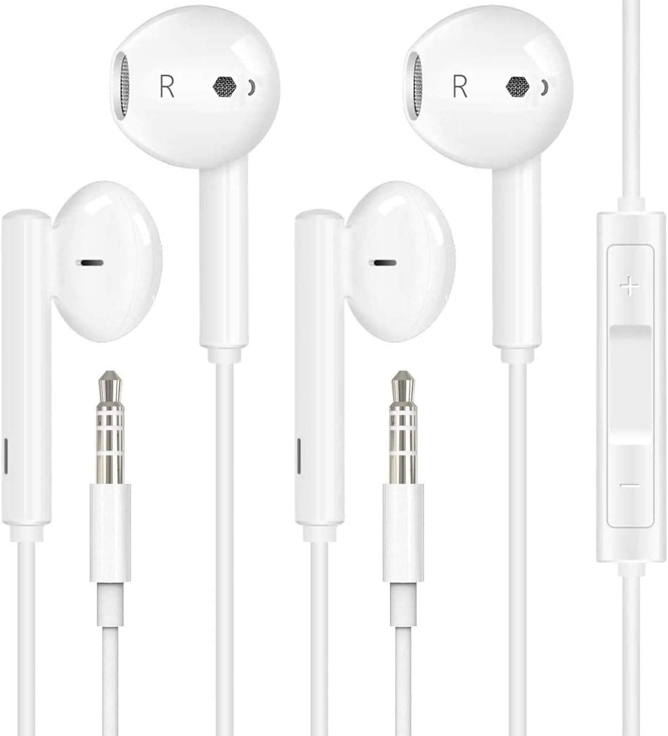 2 Pack Apple Earbuds [Apple MFi Certified] Headphones Earphones with 3.5mm Wired in Ear Headphone Plug(Built-in Microphone & Volume Control) Compatible with iPhone,iPad,iPod,PC,MP3/4,Android -White