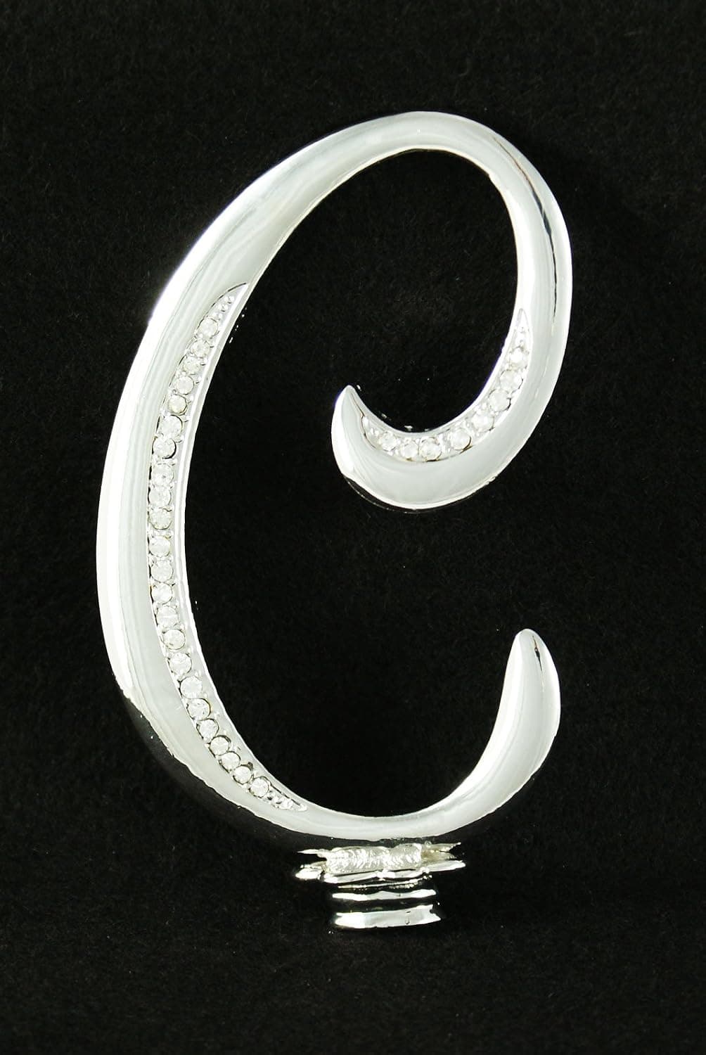 Silver Rhinestone Monogram Wedding Cake Topper Top Letter Initial"C"