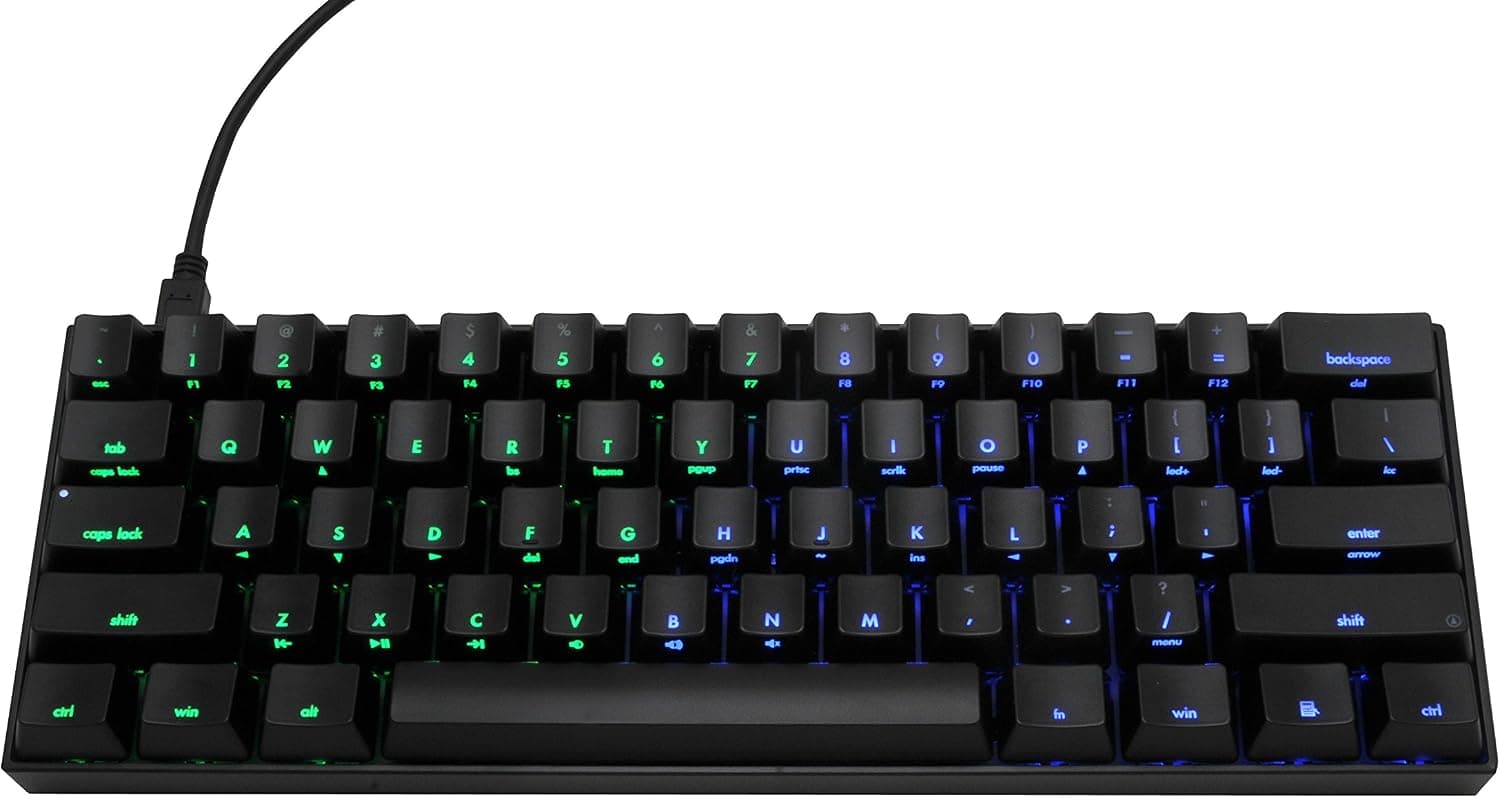 Mechanical Keyboard - KBP v60 - Black Case - Dual light Blue/Green - Cherry Mx-Blue