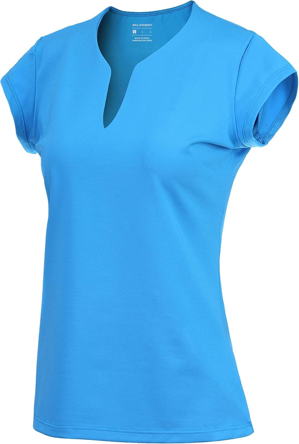 32e-SANERYI Women's V-Neck Pullover Short Sleeve Sports Shirts Quick-Drying Tees