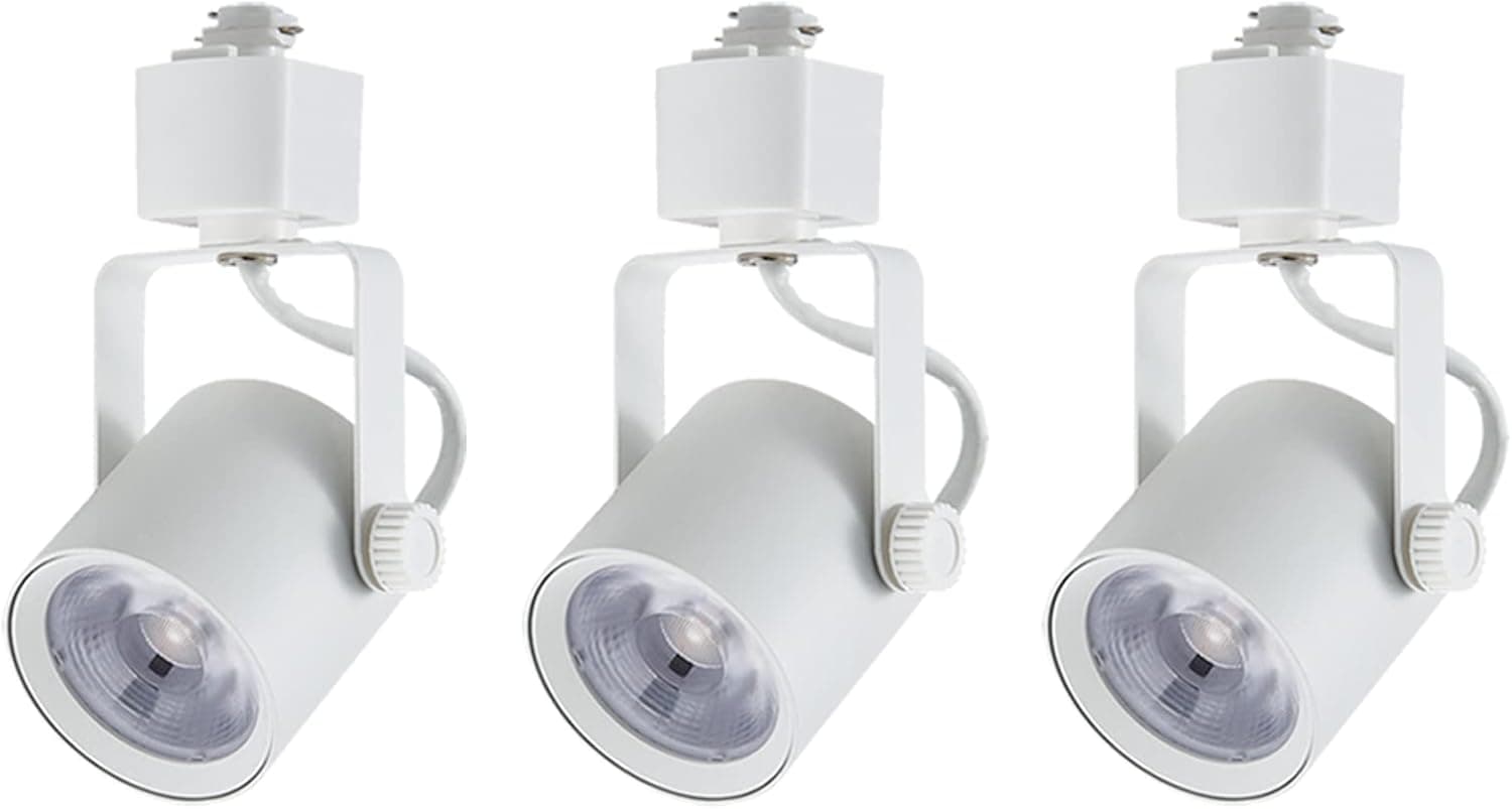 Arcfox H Type LED Track Light Head 9W 3000K Warm White Multi Adjustable Angle 3 Wire Single Circuit Dimmable Track Lighting for Kitchen Dining Room Wall Art Exhibition (3 Pack, White)