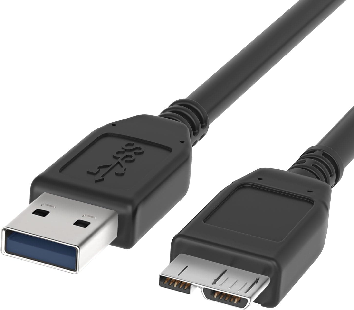 Fosmon Super Speed USB 3.0 A (Male) to Micro B (Male) Data and Charging Cable for Hard Drive Enclosures, Printers, Modems, Cameras, and Select Cell Phones & Tablets - Black (3 Ft)