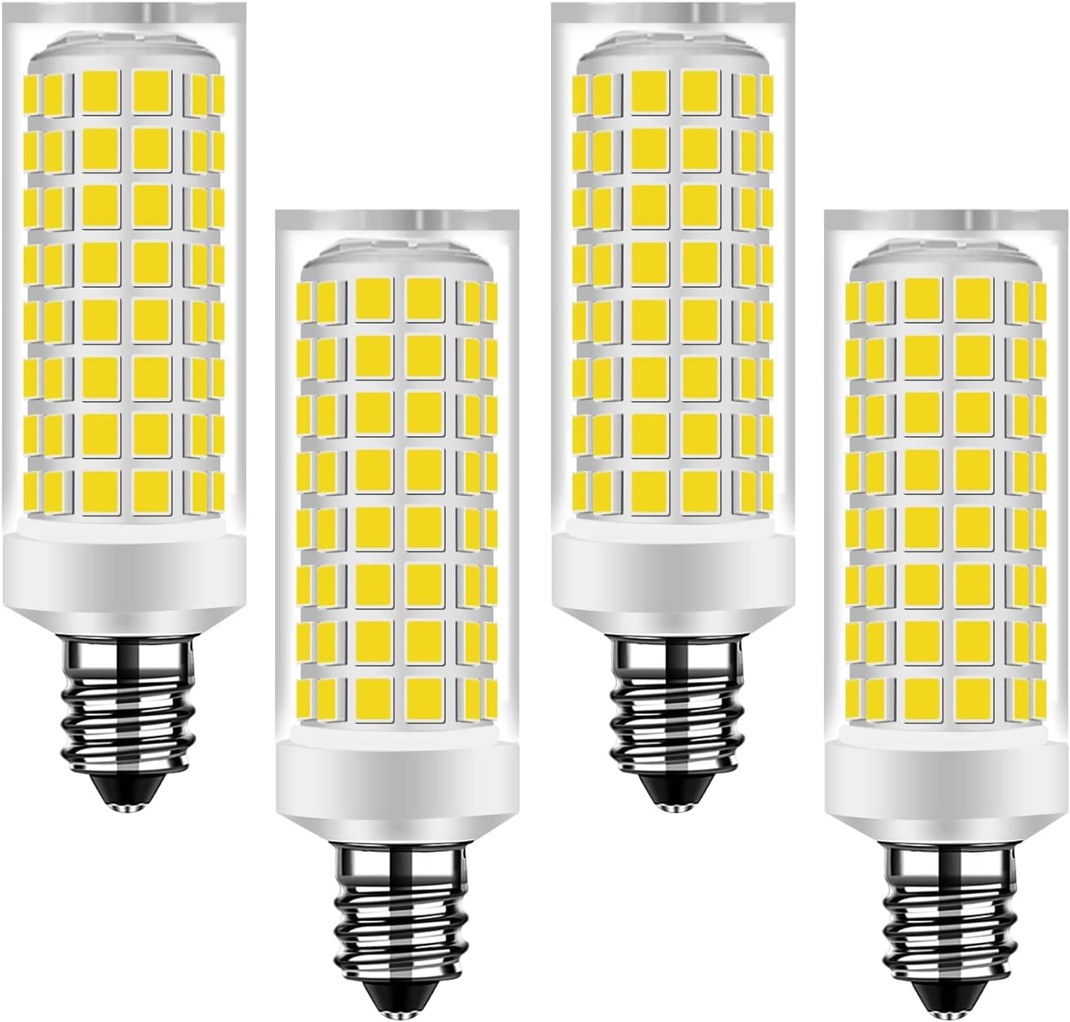 HUIMEIJIA E11 t4 led Bulb Equivalent jd e11 120v 75w Mini Candelabra Base AC110-130V Replaces 75q/cl/120v for Chandeliers Ceiling Fan Table Lamps Cabinet Lighting Daylight White 6000K Pack of 4