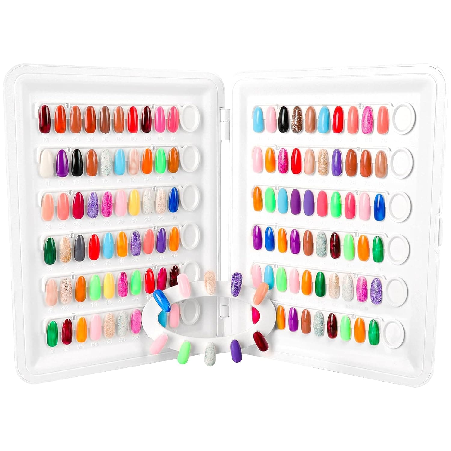 Nail Color Display Card, 120pcs Detachable Nail Color Display Book, No Glue/Paste with Tips, Professional Nail Sample Display Color Board for DIY Nail Art Salons
