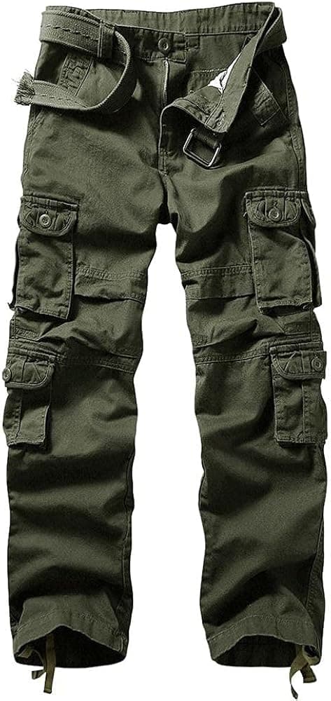 AKARMY Men's Casual Cargo Pants Military Army Camo Pants Combat Work Pants with 8 Pockets(No Belt)