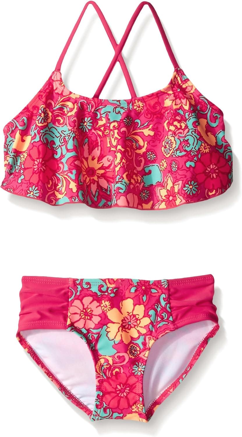 Kanu Surf Girls' Karlie Flounce Bikini Beach Sport 2 Piece Swimsuit