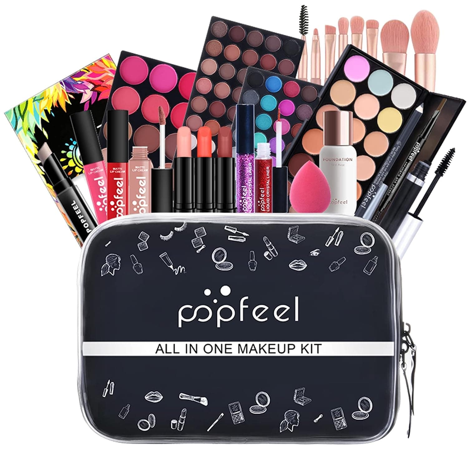 FantasyDay All-in-one Holiday Make up Gift Set | Makeup Kit for Women Full Kit Essential Starter Bundle Include Eyeshadow Palette Lipstick Blush Foundation Concealer Face Powder Mascara Lipgloss Brush