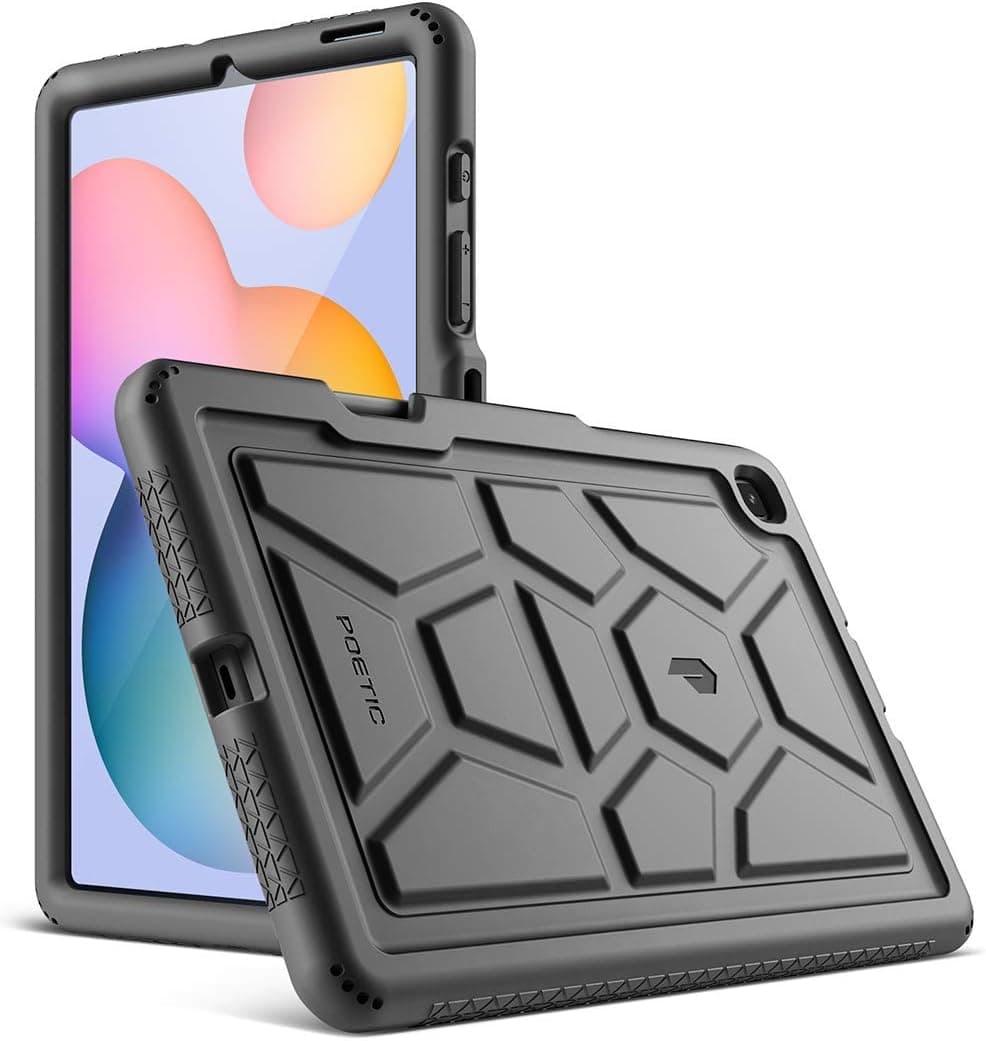 Poetic TurtleSkin Series Designed for Samsung Galaxy Tab S6 Lite Case with S Pen Holder, 10.4 Inch Model SM-P610/P615 (2020 Release), Heavy Duty Shockproof Kids Friendly Silicone Case Cover, Black