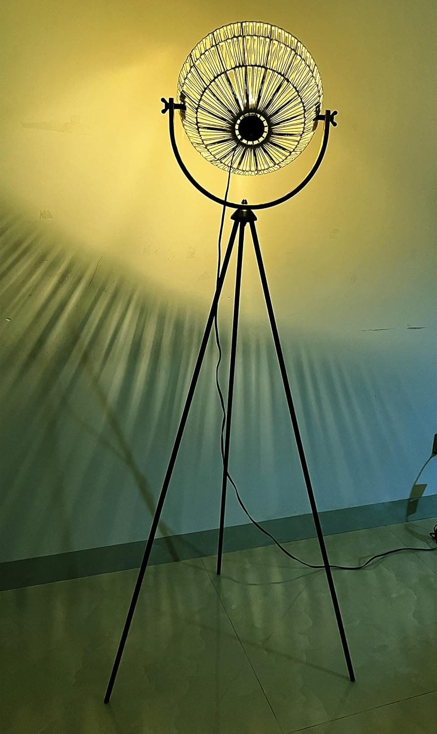 Osasy Chic Tripod Floor Lamp,Handcraft Rattan Decorative Lamp Shade Floor Lamps,Mid Century Boho Standing Lamp Light for Living Room,Reading,Bedroom Offices,Modern Stylish Industrial Style