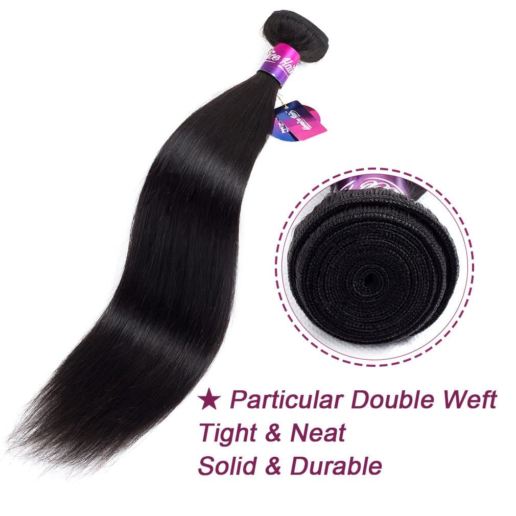 Mornice Hair 10A Peruvian Virgin Hair Straight Human Hair Bundles Real Hair Extension Unprocessed 16inch Natural Black