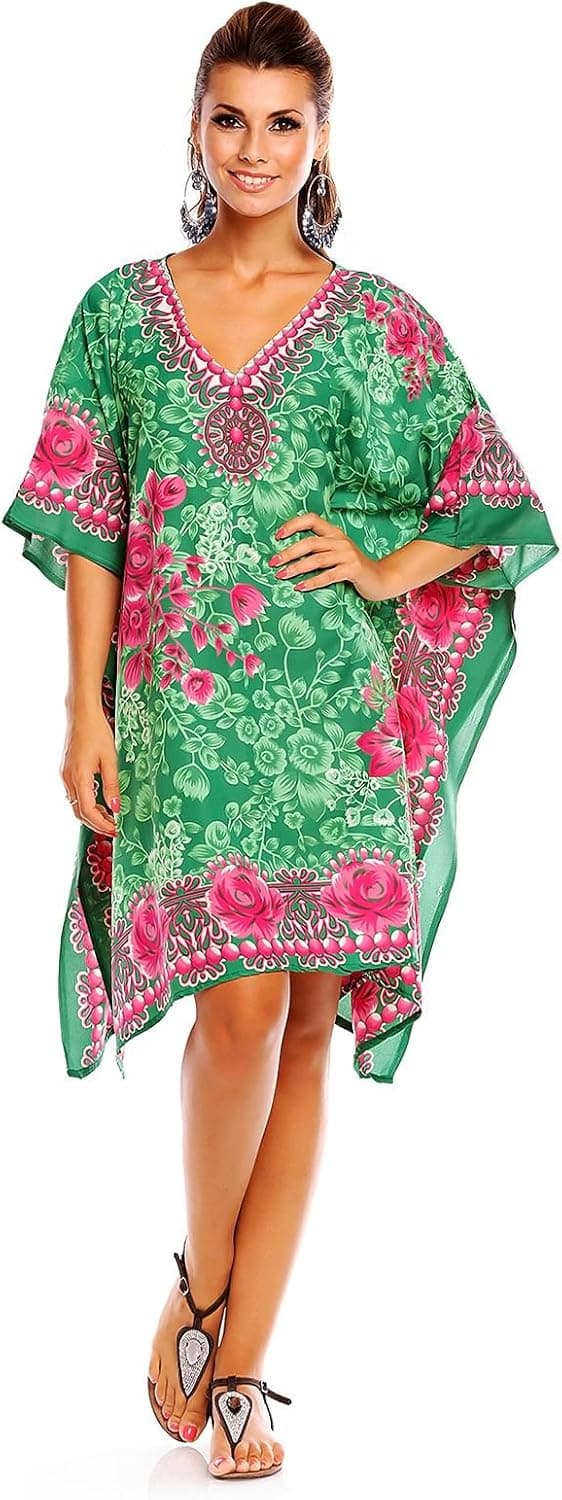 Looking Glam New Ladies Kimono Tribal Ethnic Print Tunic Kaftan Oversized Throw Dress