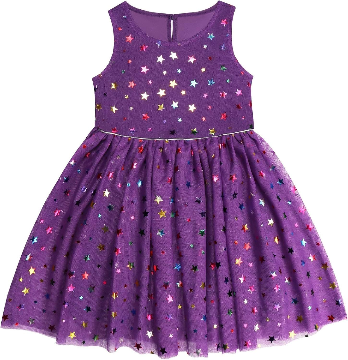 DaniChins Girls Sleeveless Tutu Dress Layered Tulle Sparkle Dress for Girls