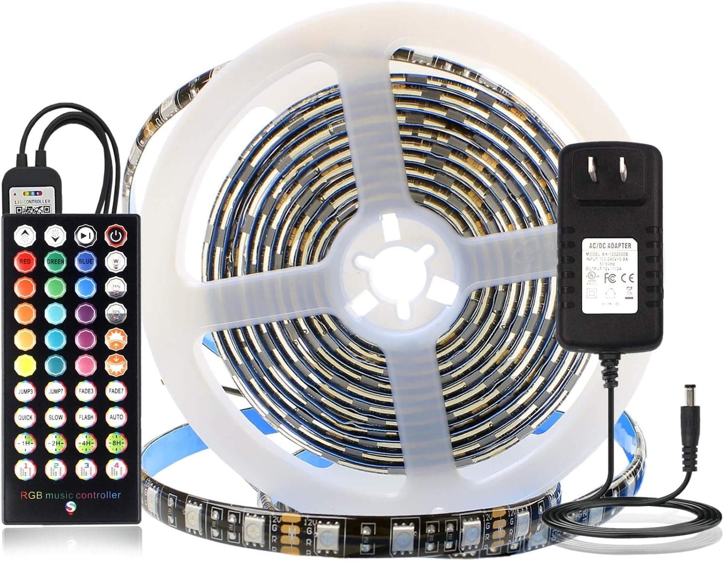 BIHRTC Led Strip Lights 16.4ft RGB Led Light Strip 5050 Led Tape Lights Color Changing Led Strip Lights with Remote for Home Lighting Kitchen Bed Flexible Strip Lights for Bar Home Decoration