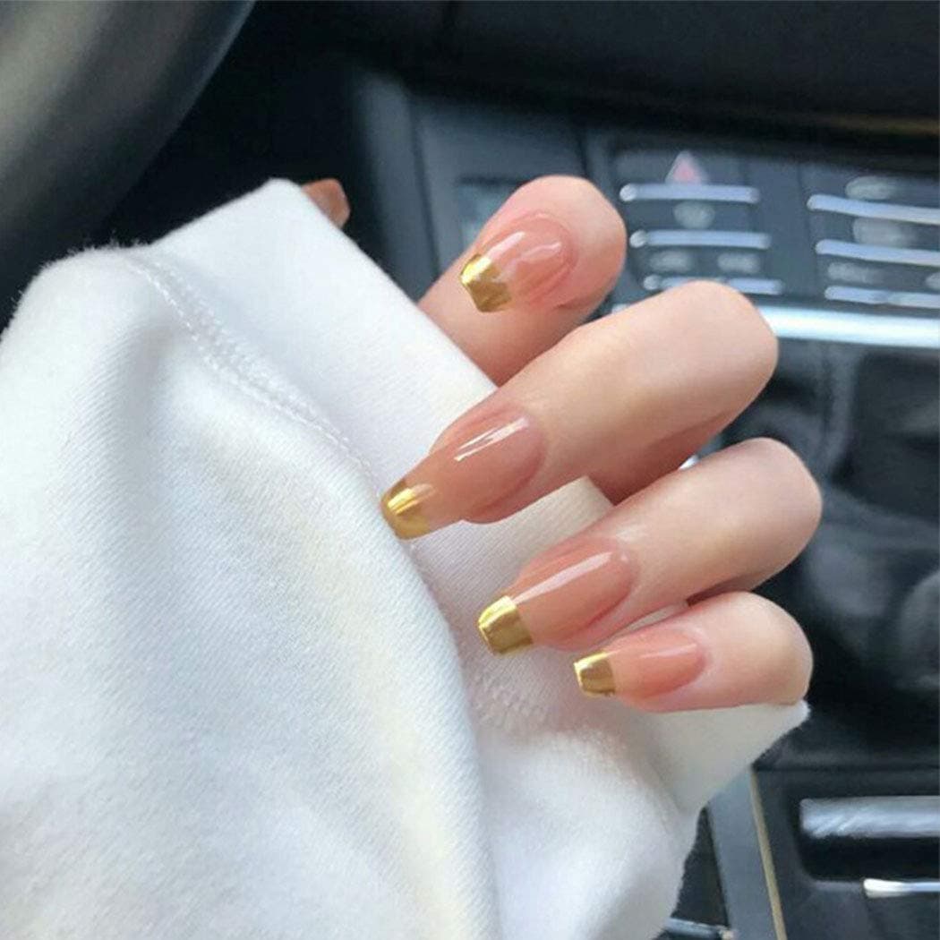 Boaccy Glossy Press on Nails white long Coffin Fake Nails Artificial Ombre Full Cover False Nails Art Clip on Nails for Wonen and Girls (24Pcs)