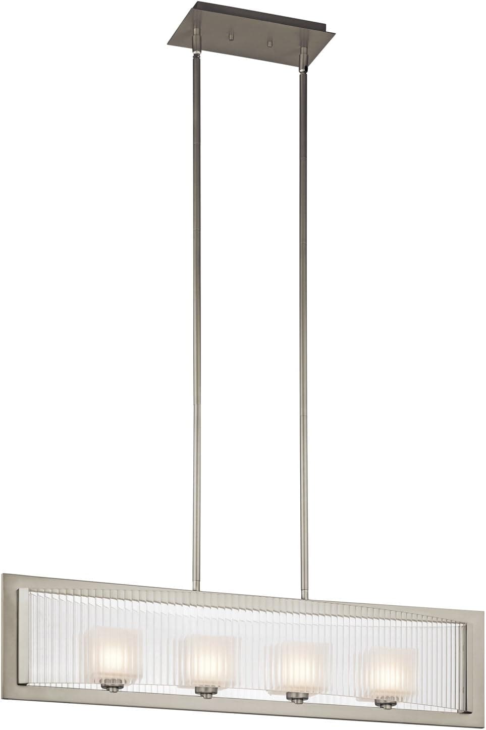 Kichler 43142NI Rigate 4-Light Linear Pendant, Brushed Nickel Finish with Clear Glass and Frosted Glass
