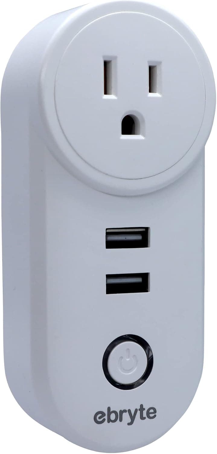 Smart Plug with 2 USB Smart WiFi Ports, Remote Control Home Appliances, Charge Devices, Alexa and Google Home, 2.4GHz, by Ebryte