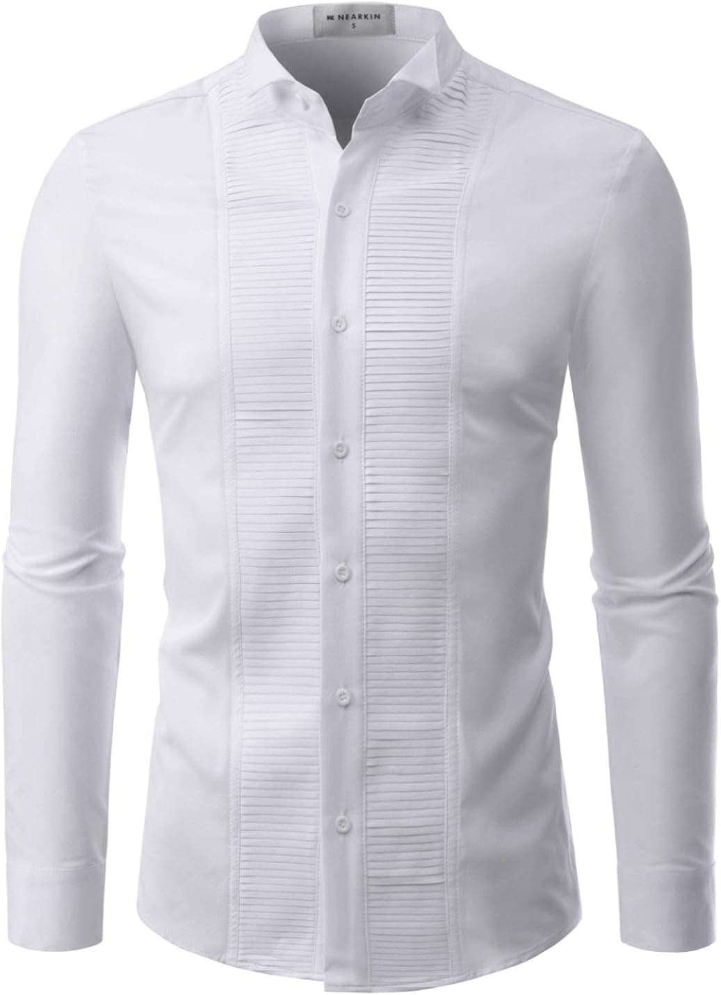 NEARKIN Mens Tuxedo Shirts Non Iron Wrinkle Free Spandex Comfy Dress Shirt