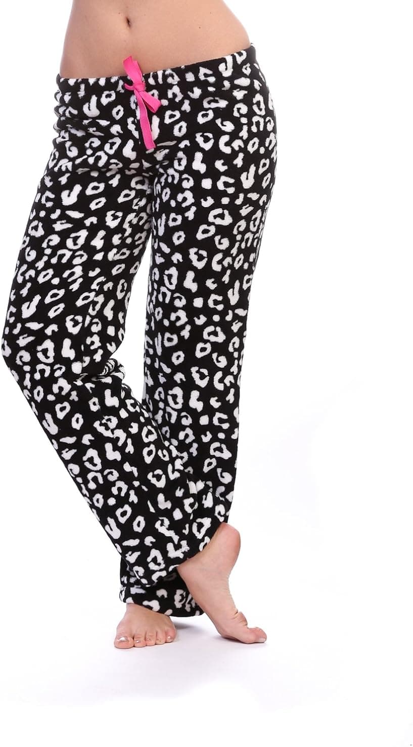 Totally Pink Women's Warm and Cozy Plush Fleece Pajama Bottoms/Lounge Pants Buffalo Plaid (Two Pack)