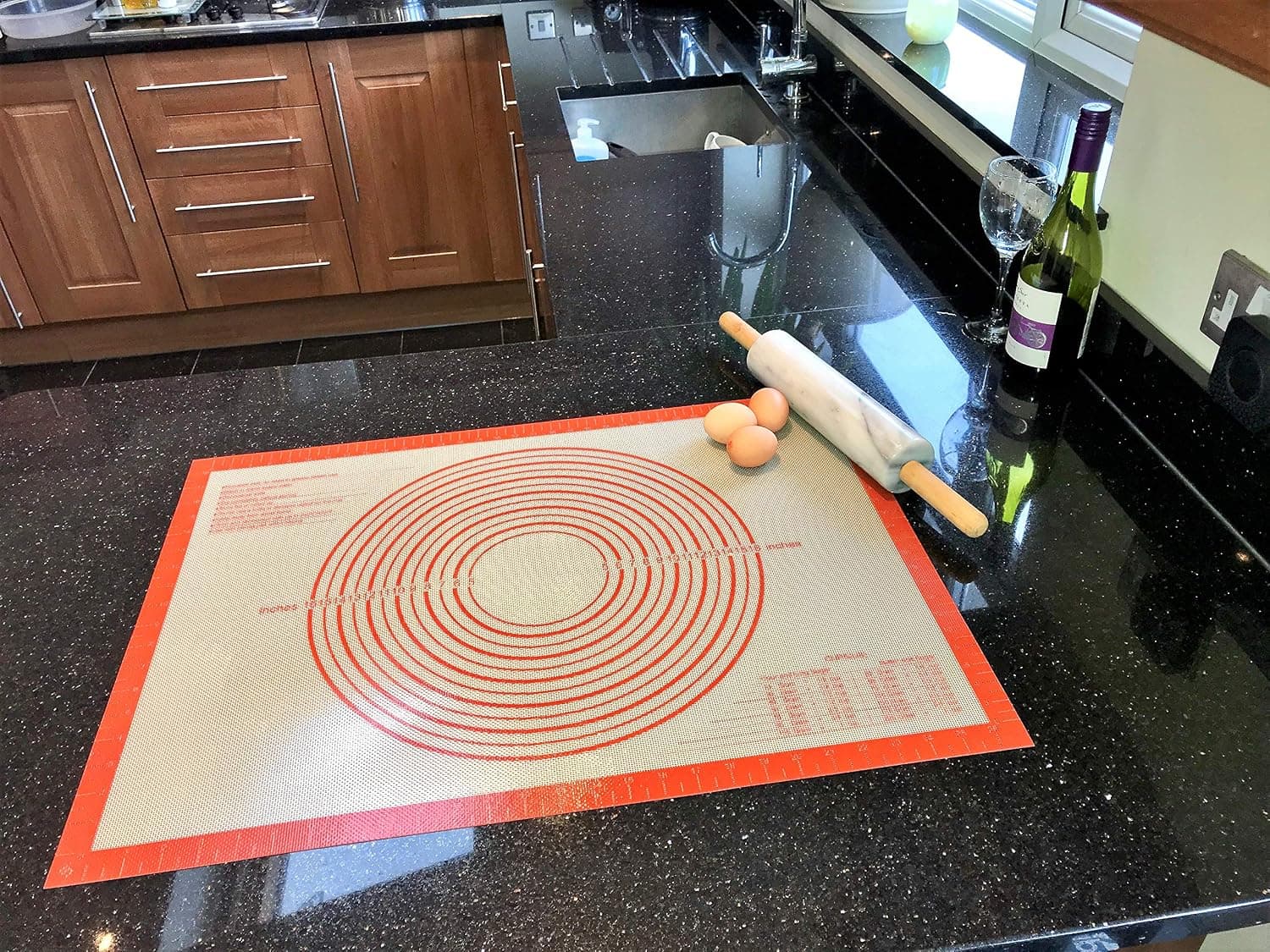 Silicone Pastry Baking Mat with measurements 28" x 20" for baking Mat, Oven Liner, Pie Crust Mat Dough Rolling Large Plus by Reflections Online