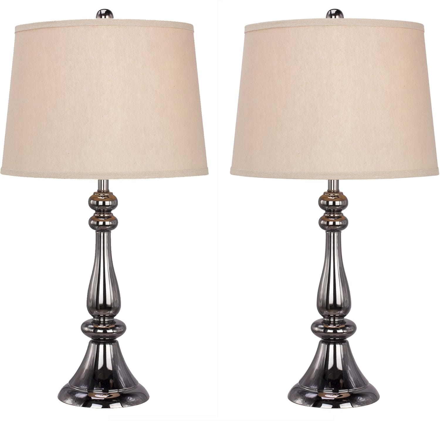 Cory Martin W-1484BKN-2PK Two 26.5" Metal Table Lamps for The Price of One, Plated Black Nickel