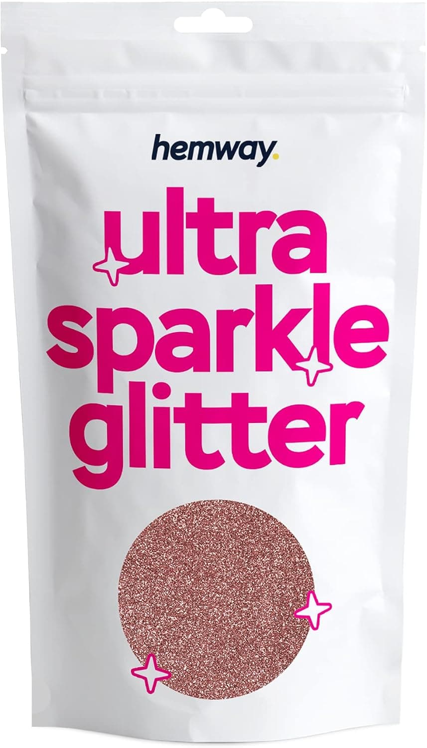 Hemway Premium Ultra Sparkle Glitter Multi Purpose Metallic Flake for Nail Art, Cosmetic Graded, Makeup, Festival, Party, Hair, Body and Eyes 100g / 3.5oz - Rose Gold