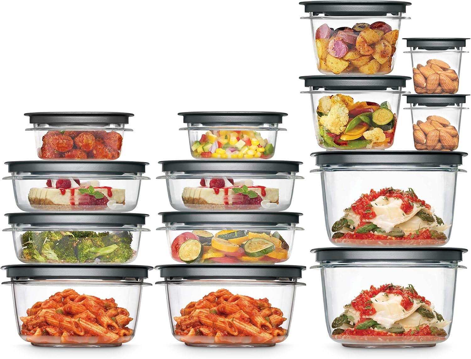 Rubbermaid Meal Prep Premier Food Storage Container, 28 Piece Set, Grey & Meal Prep Premier Food Storage Container, 6 Piece Set, Grey