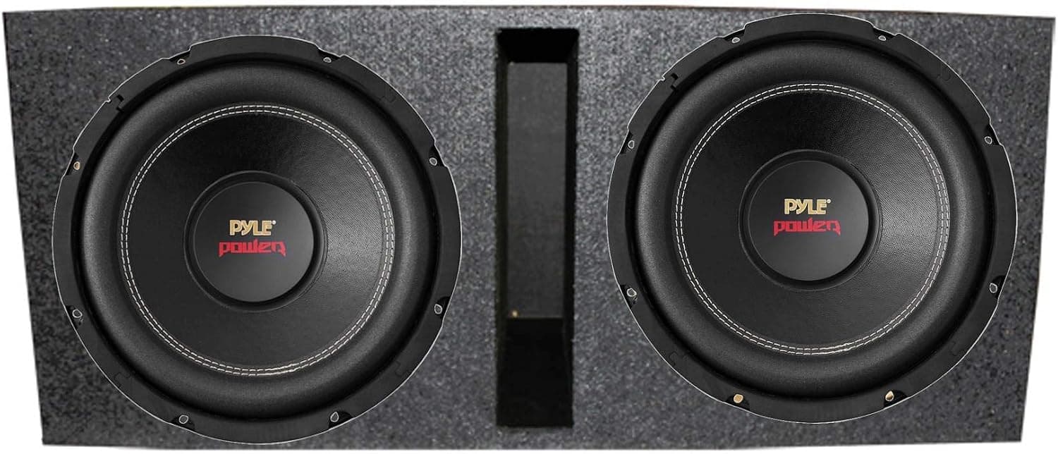 Pyle PLPW12D 12" 3200W 4-Ohm DVC Car Subwoofer Sub 2 Pack w/ DVC 4 Ohm Impedance, Black Steel Basket, & Non Press Paper Cone and Dual Ported Enclosure
