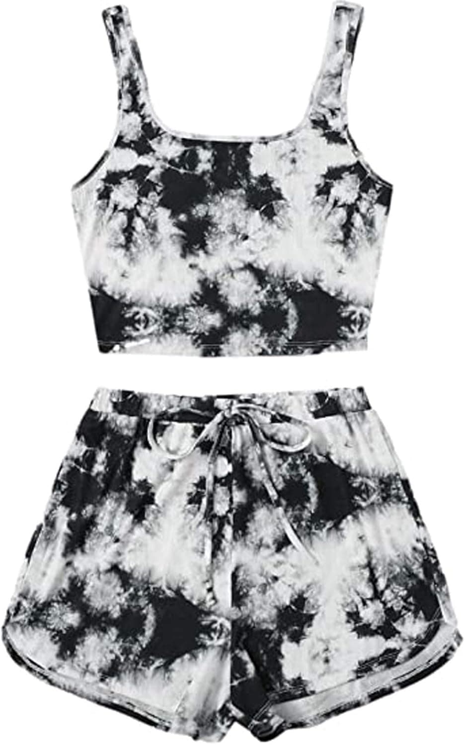 Forwelly Women Teen Girl Off Shoulder Sunflower Print Crop Tops +Tassel Shorts Two-Piece Outfit Set Home Loungewear